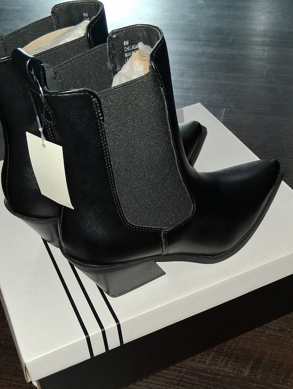 Women’s Black Chelsea Ankle Booties with Block Heel